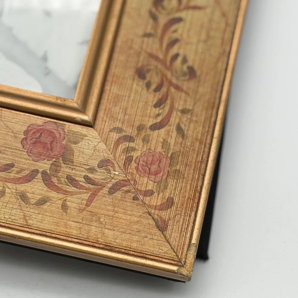 Vintage Floral Gold Leaf Photo Album Picture Frame Cover Rose Vine Shabby Chic